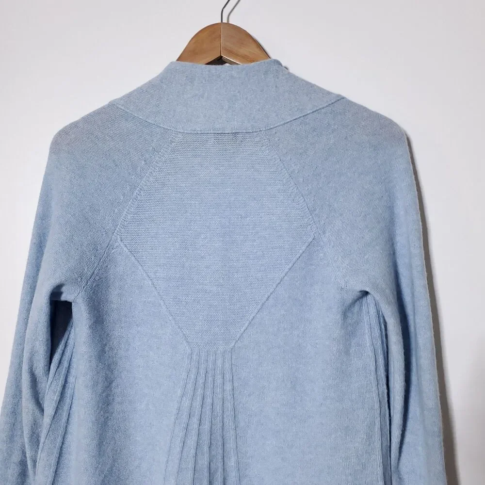 Kinross Cashmere Cardigan Sweater Women XS Light Blue Knit Long Sleeve Open